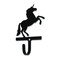 Village Wrought Iron Metal Wall Hook with Unicorn Accent, Small, Black